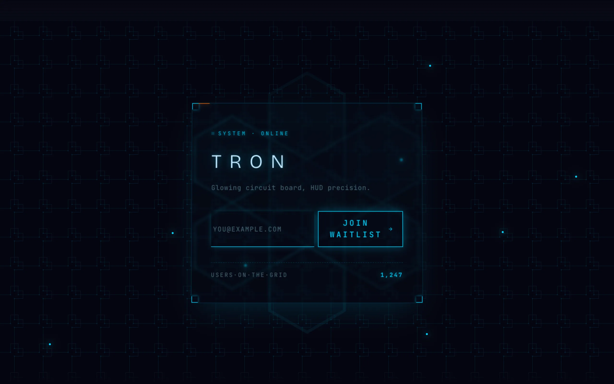 Tron — waitlist template preview